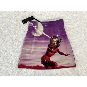Pinko Space Graphic‎ Print Ottocento Space‑print Woven Mini Skirt size 40/ US 4